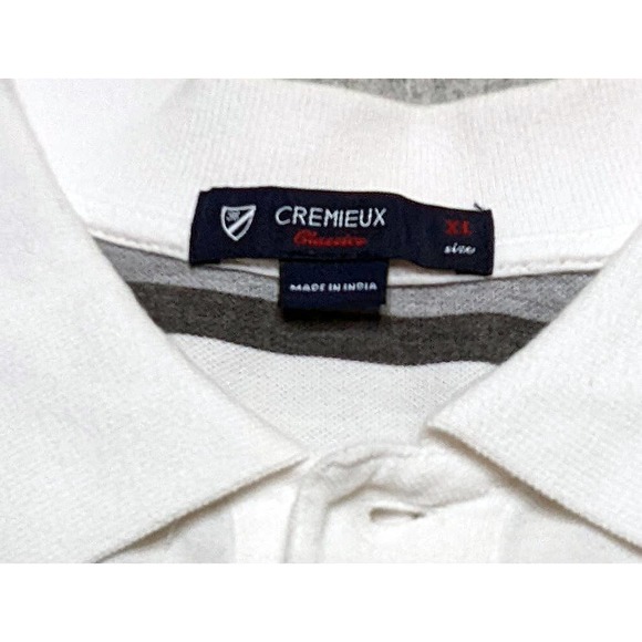 Cremieux Classics Polo Shirt Men's Size XL White with Black and Grey Stripes EUC - Picture 3 of 9